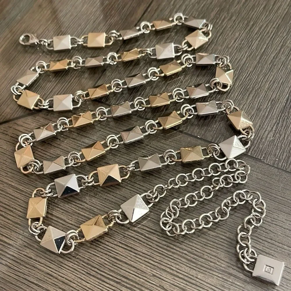 CHAPS Two-tone Stud Metal Chain Belt